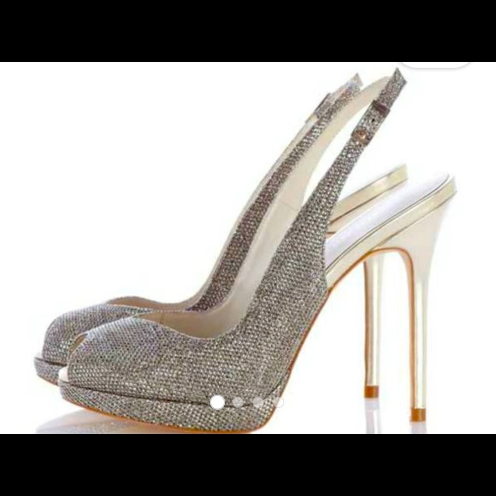 Karen Millen metallic peep toe shoes